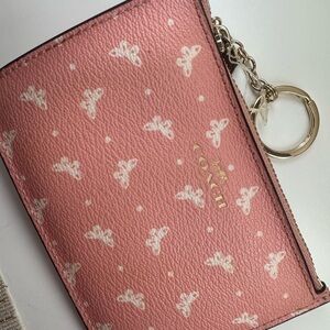 Coach Pink Butterfly Print Keychain Pouch